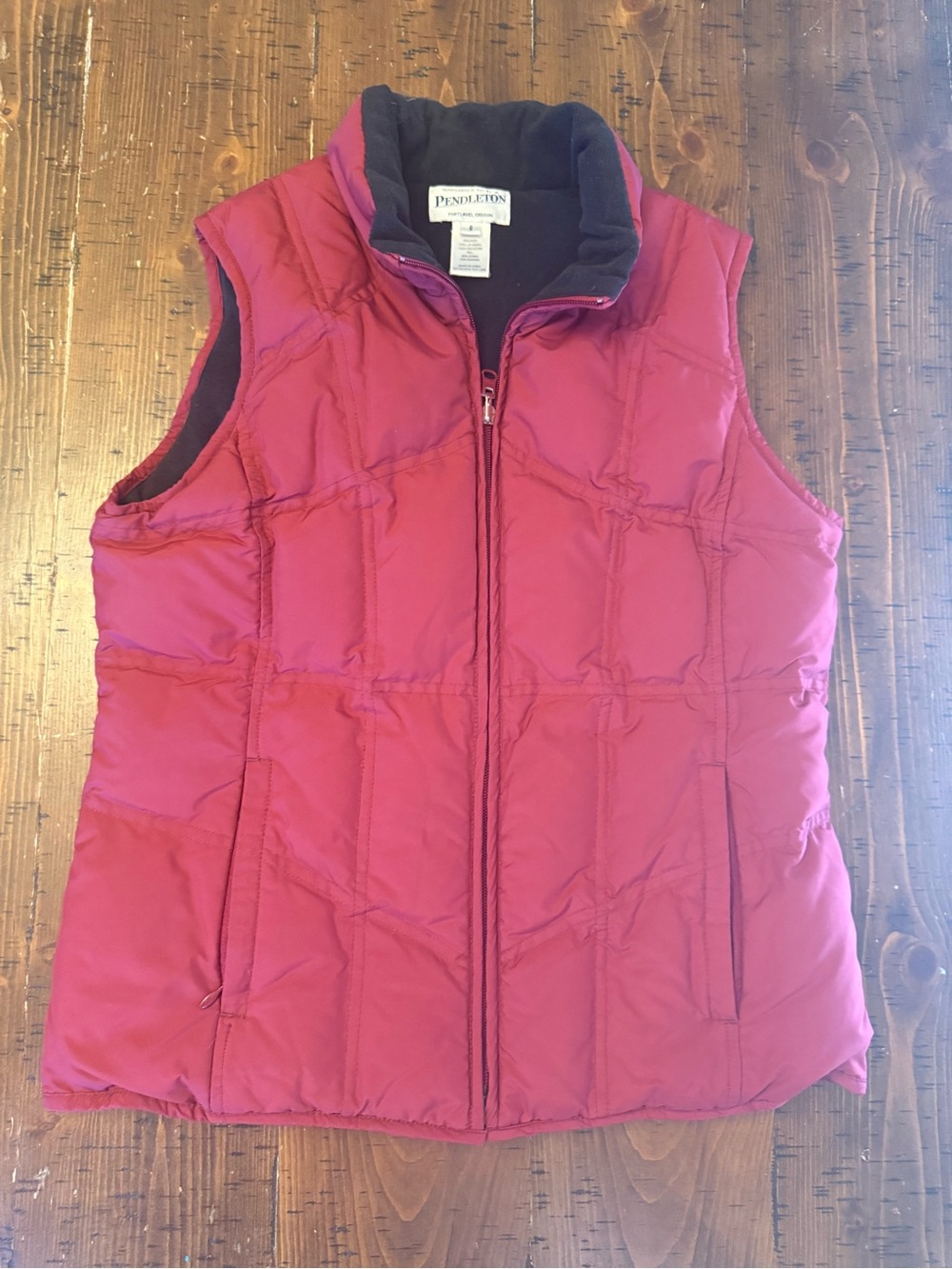 Pendleton Red Puffy Vest Full Zip Cozy Fleece Lined Sz S